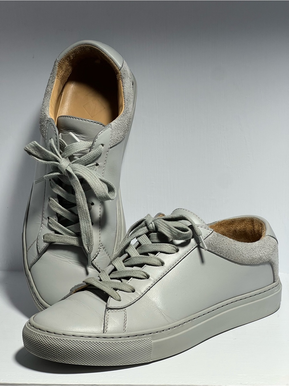 KOIO Gray Leather Suede Low Top Sneakers Made in Italy Size 37